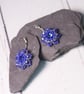 Purple-blue and Silver Beaded Crystal Earrings - Image 4
