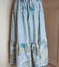 Gipsy skirt upcycled textile 3 tier long elasticated waist green floral skirt - Image 3