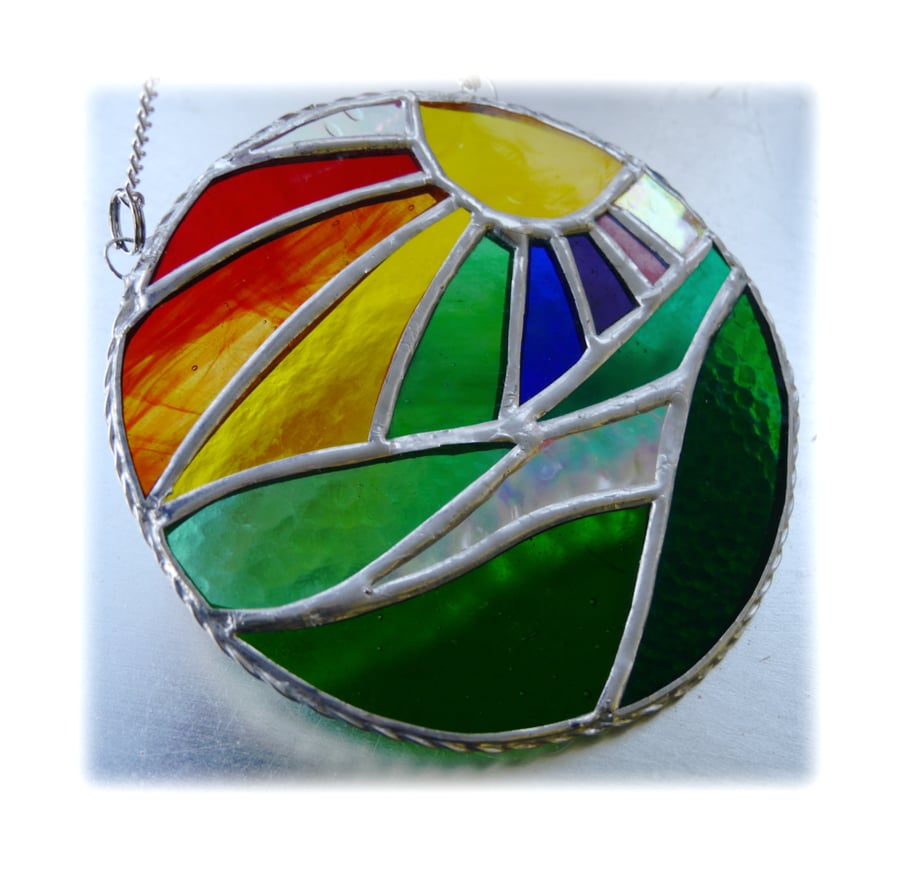 New Day Stained Glass Suncatcher Handmade Rainbow Ring 014