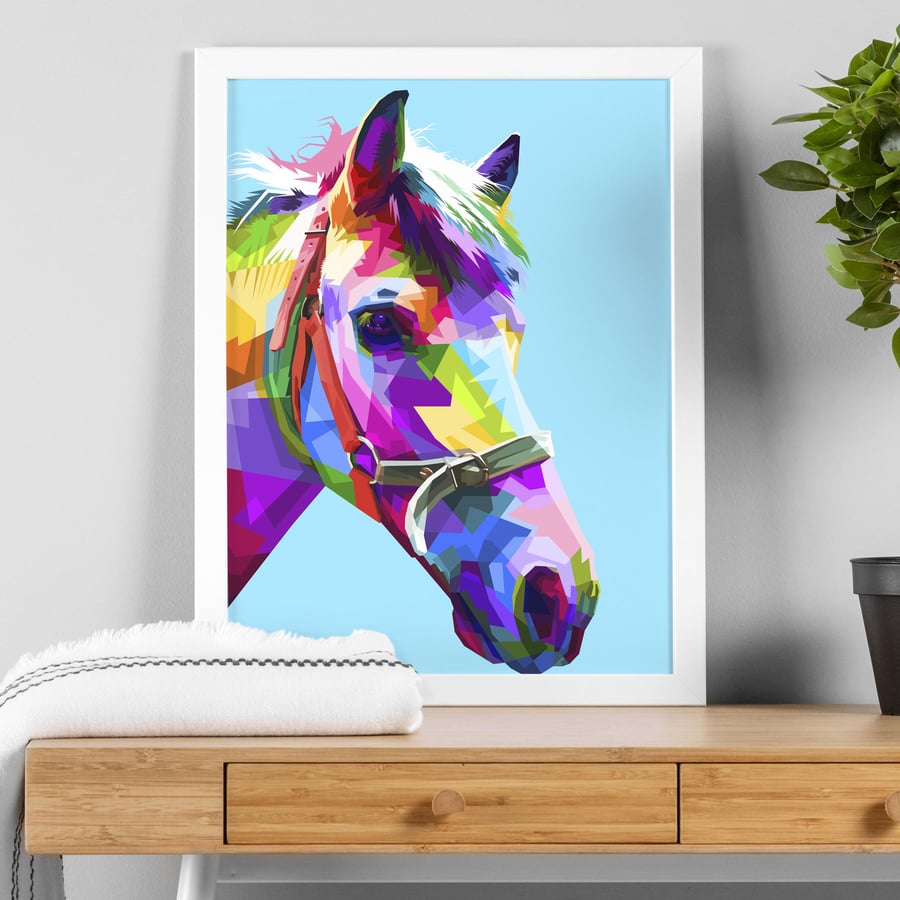 Horse geometric rainbow print