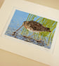Common Snipe wading bird - Limited Edition Linocut Reduction Print - Image 3