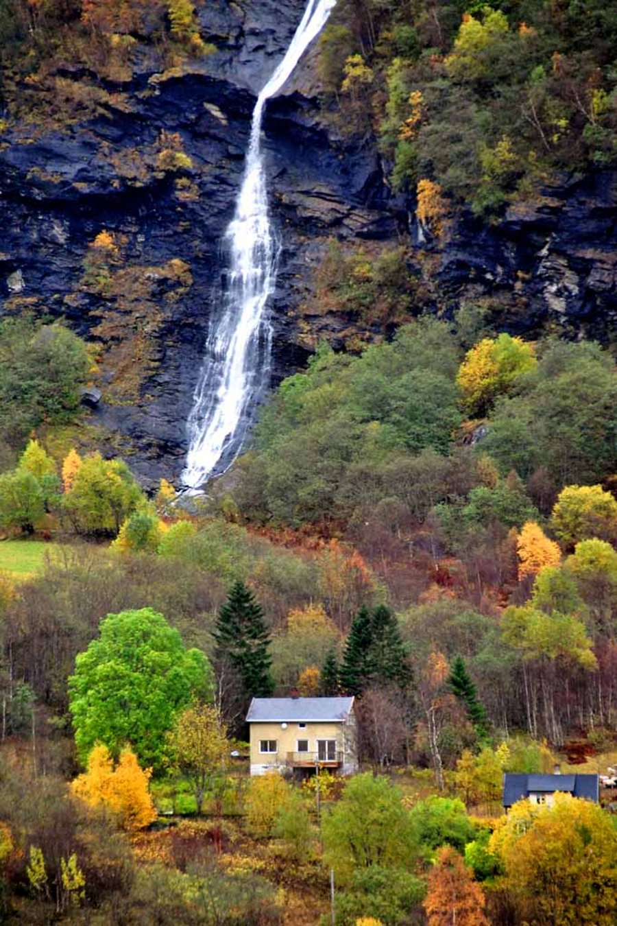 Waterfall Flamsdalen Valley Flam Norway Scandinavia Photograph Print