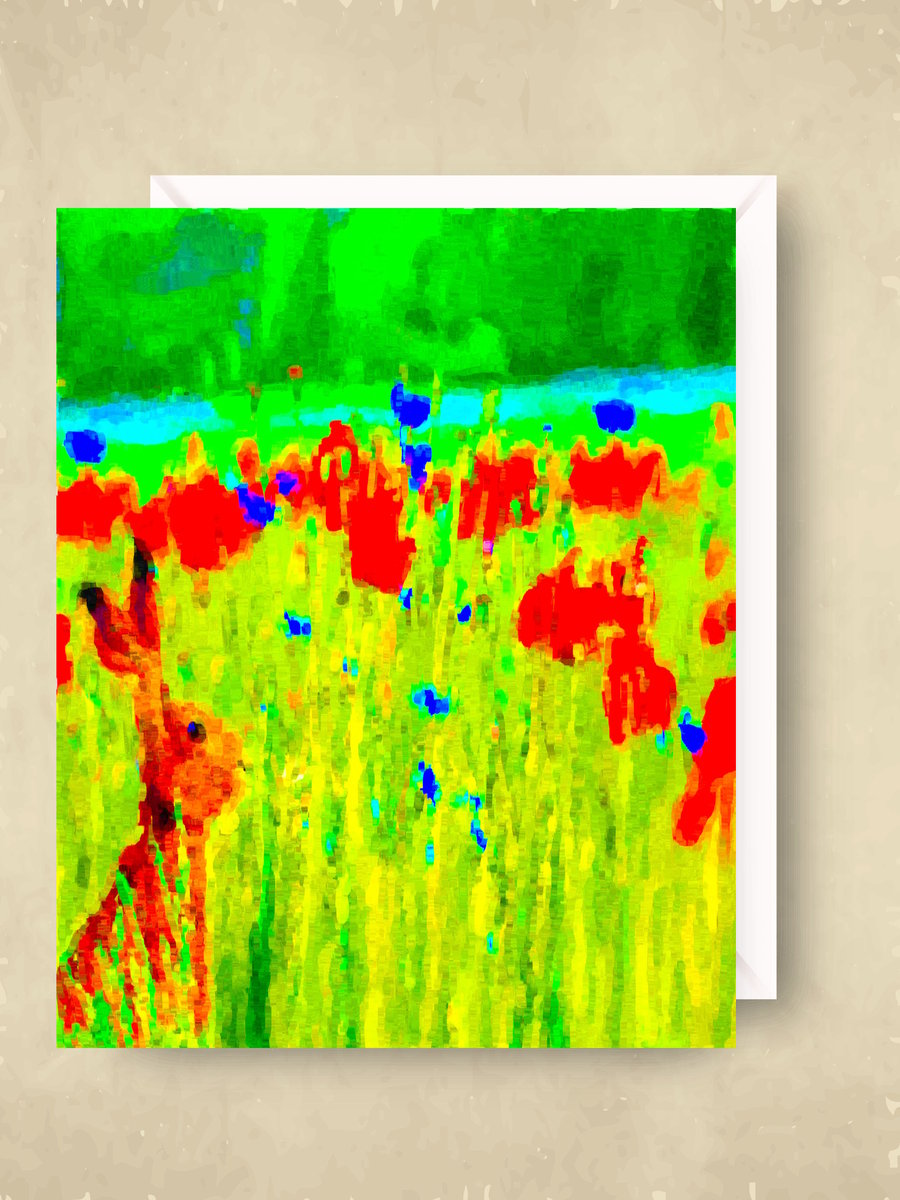 Meadow, with Hare and Wild Flowers, Greeting Card 