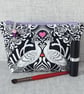 Make up bag, zipped pouch, cosmetic bag, peacocks