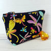Dragonfly make up bag, zipped pouch, cosmetic bag