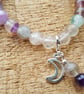 Handmade stretch ombre Amethyst and Fluorite beaded charm bracelet - Image 2