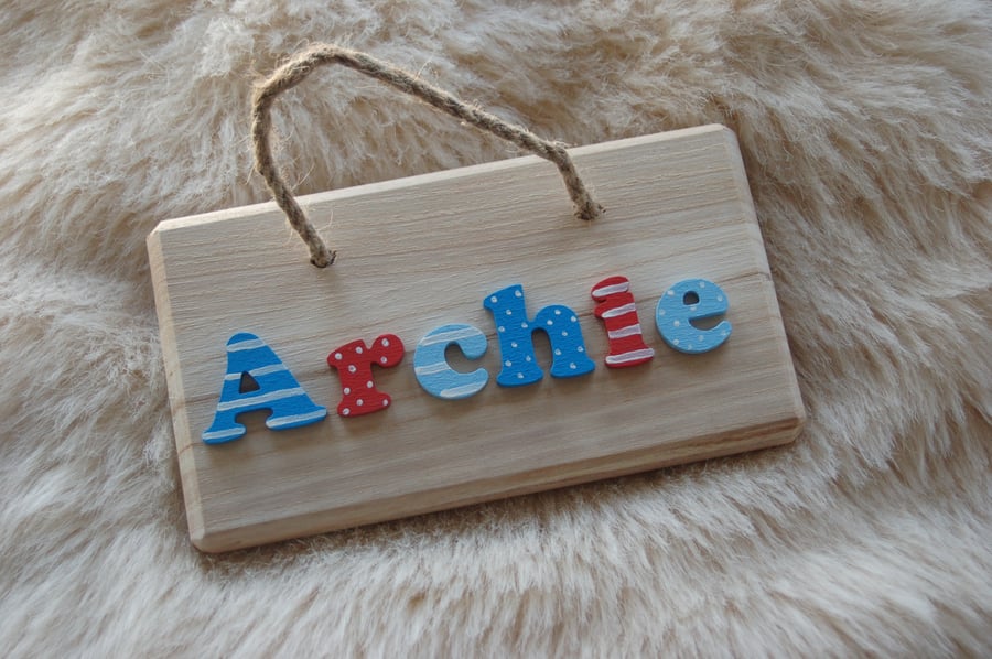 Chunky Wooden Name Plaque- Boys