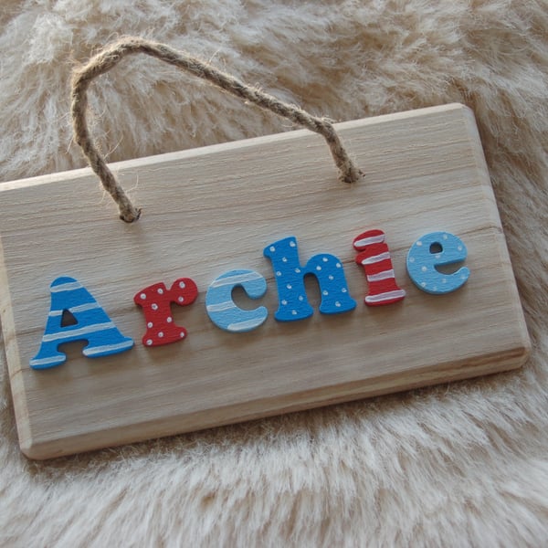 Chunky Wooden Name Plaque- Boys