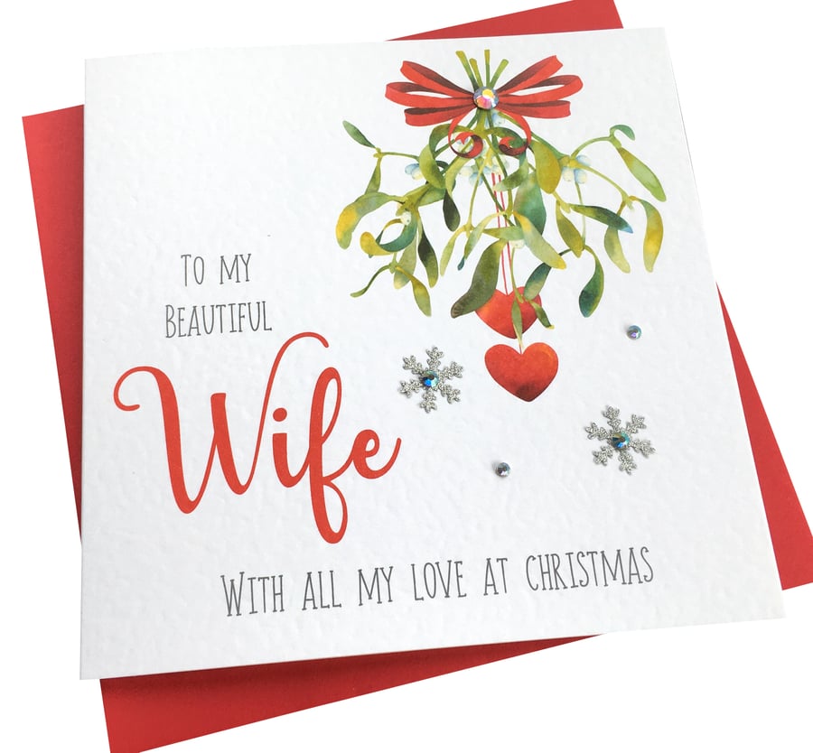 Handmade Personalised 'Wife' Christmas Card- Girlfriend-Husband-Boyfriend