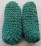 Crochet Slipper Socks (Green) - cosy and comfortable! - Image 3
