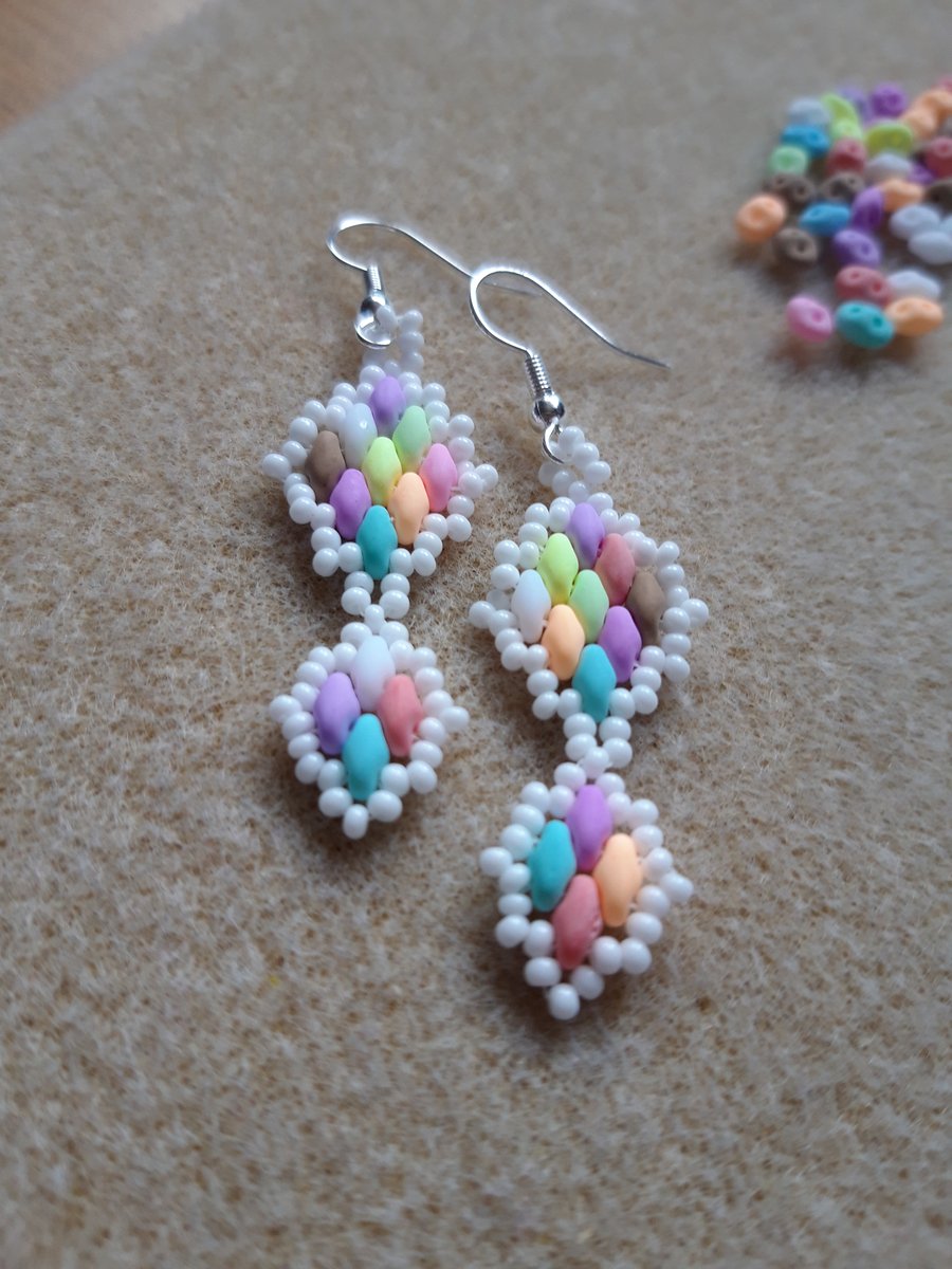 Summer Pastel Beadwork Earrings