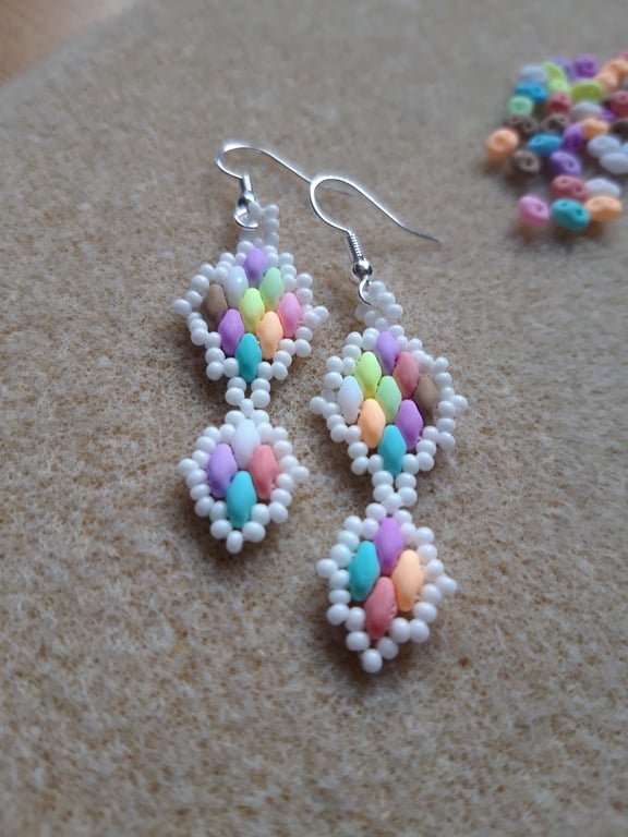 Summer Pastel Beadwork Earrings