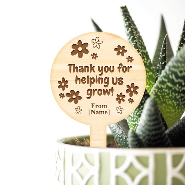 Thank You For Helping Us Grow Succulent Tag - Cute Thoughtful Plant Gift For Tea