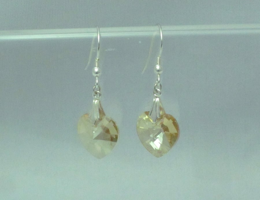 Golden shadow Swarovski crystal heart drop earring (424)