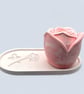 Pink marbled trinket pot with rose lid - handmade jewellery box or keepsake pot - Image 9