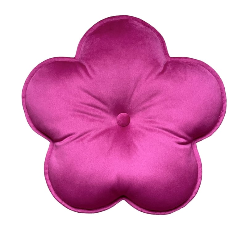 Fuchsia Pink Velvet Flower Shaped Cushion Decorative Pillow Nursery Decor