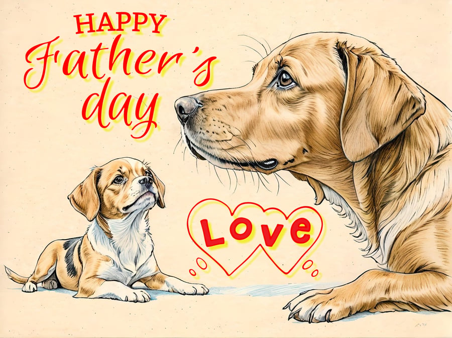 Dogs Father's Day Card A5
