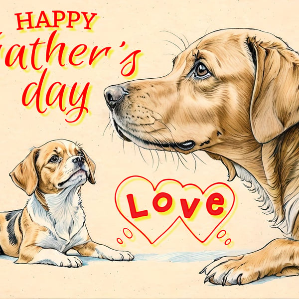 Dogs Father's Day Card A5