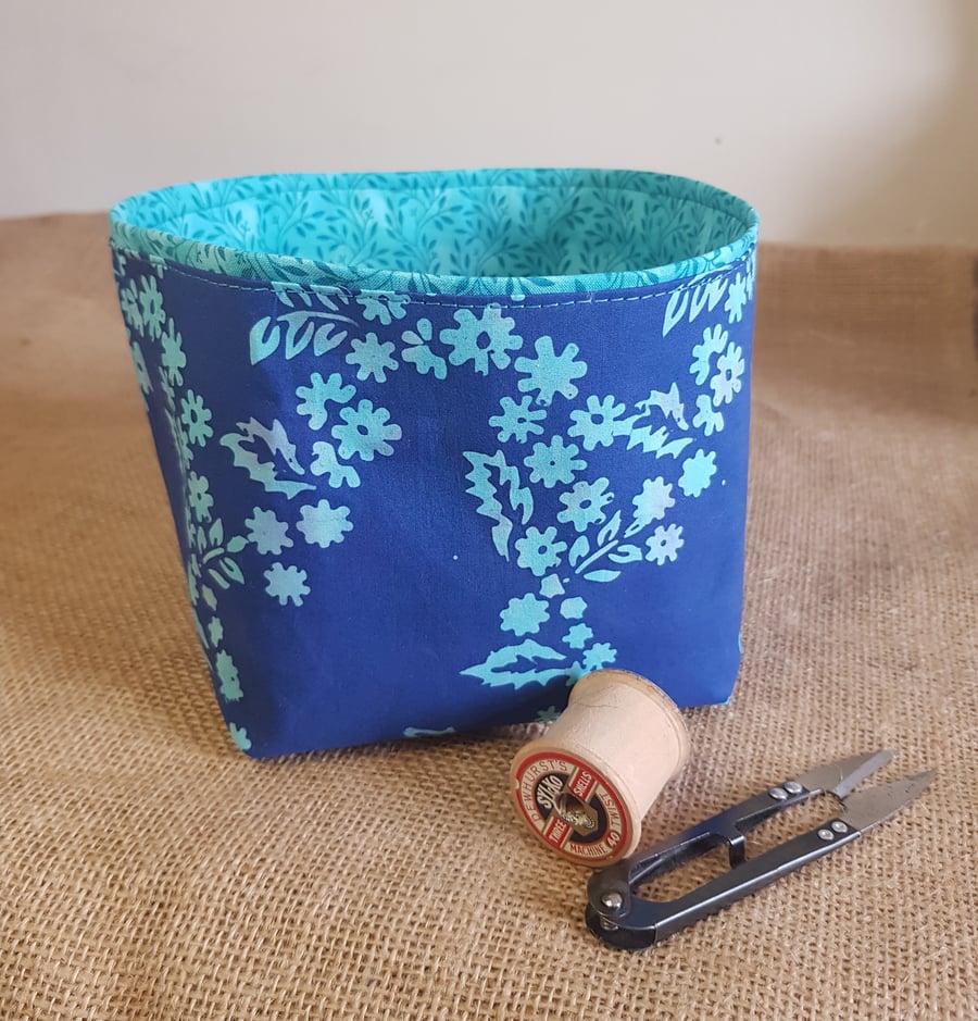 Fabric storage container: blue & turquoise 