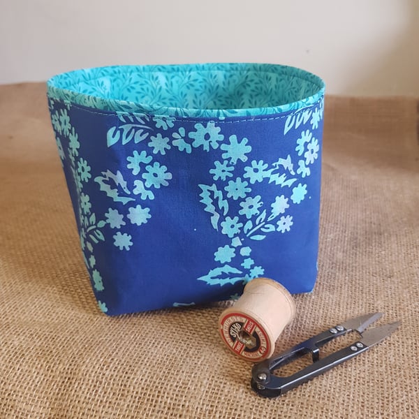Fabric storage container: blue & turquoise 