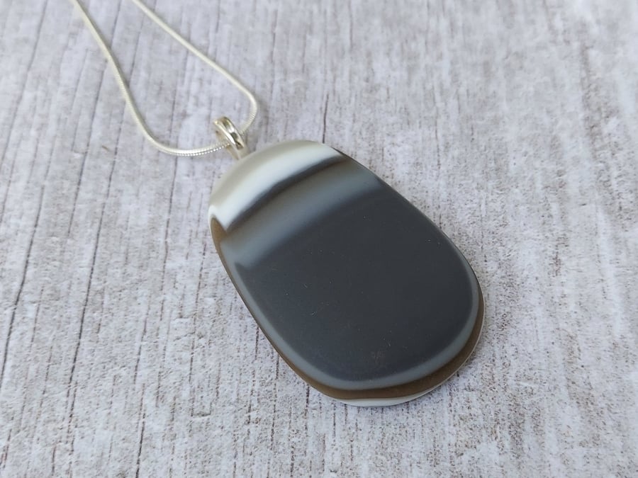 Grey glass pebble style pendant