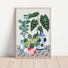 House Plant Trio Art Print: Botanical Illustration, Boho Decor