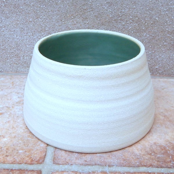 Small custom spaniel dog water food bowl wheel thrown stoneware pottery