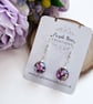 Floral Glass Lampwork Beaded Silver Plated Earrings