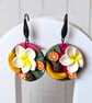 Tropical frangipani dangle earrings.