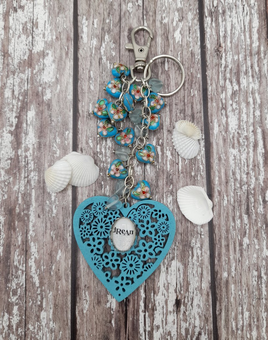 Turquoise dream heart bag charm