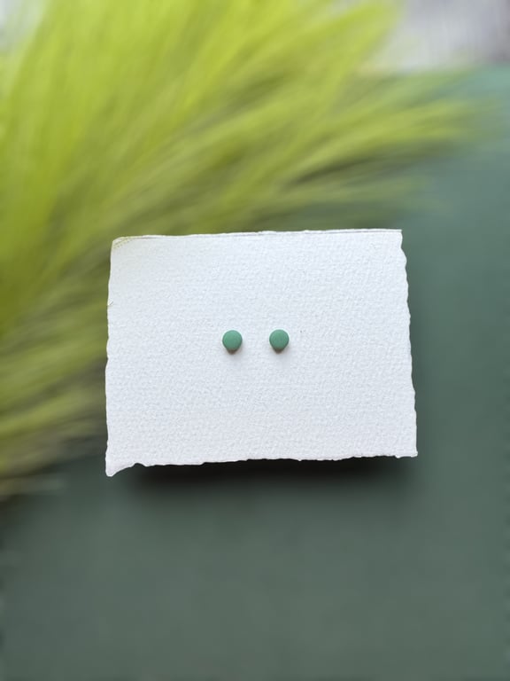 Sage Green Polymer Clay Circle Micro Studs 