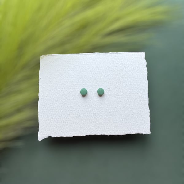 Sage Green Polymer Clay Circle Micro Studs 