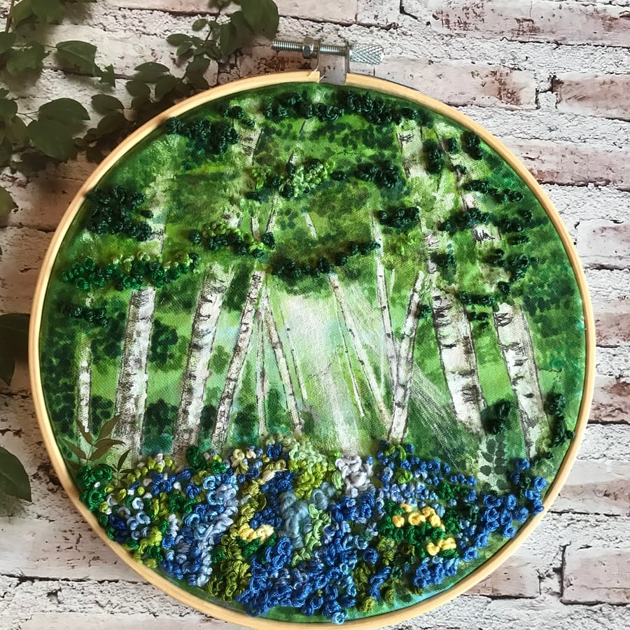 Embroidery picture spring woodland 