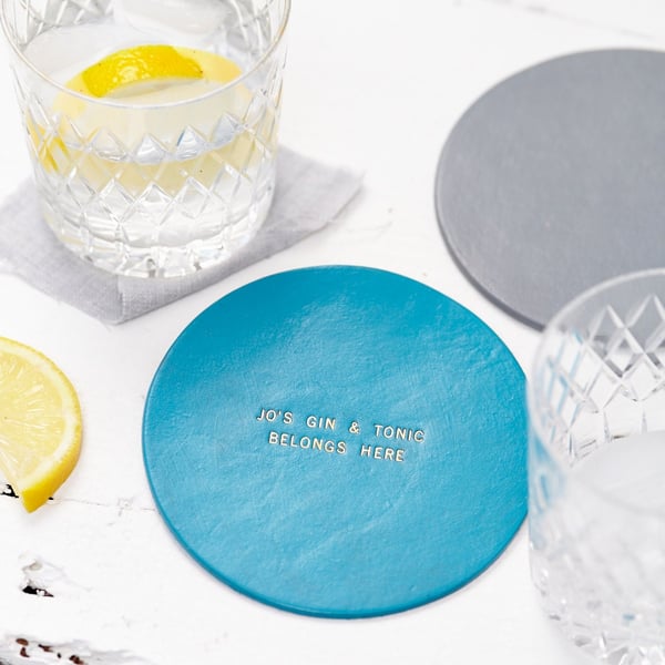 Hand painted leather coaster - Personalised leather gifts - Hand painted gifts f