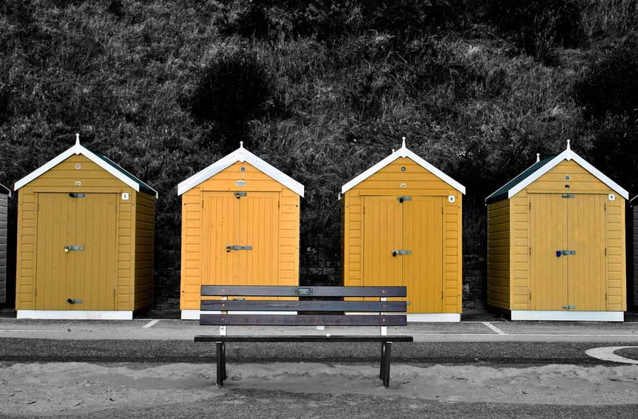 Bournemouth Beach Huts Dorset England UK 18"X12" Print