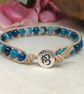 Blue agate and tan leather with Om button fastener  - Image 2