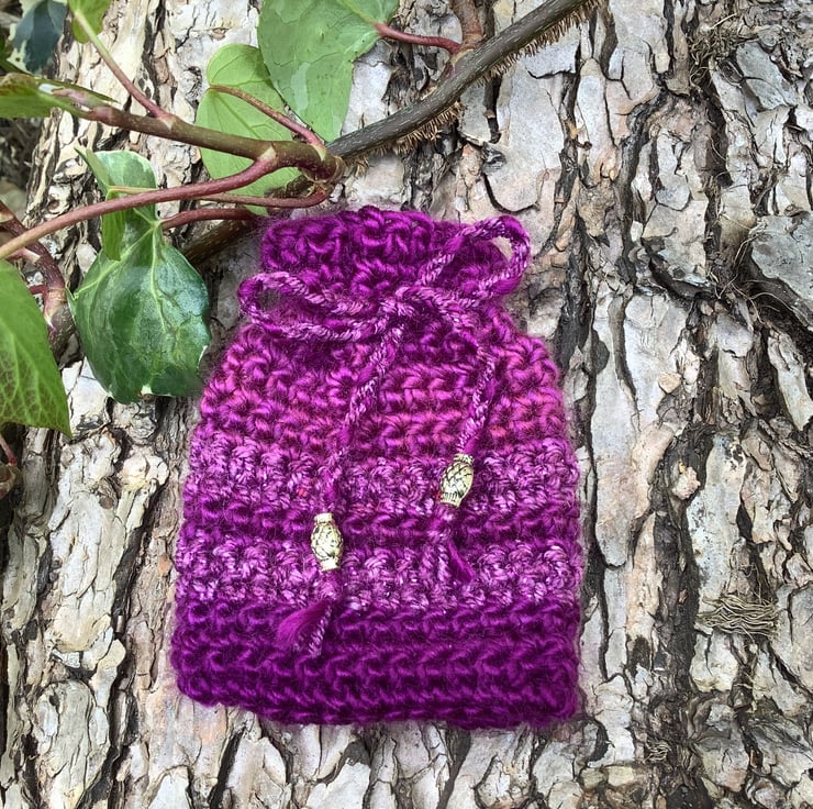 Small Crocheted Bag Pouch for Crystals Dice Run... - Folksy