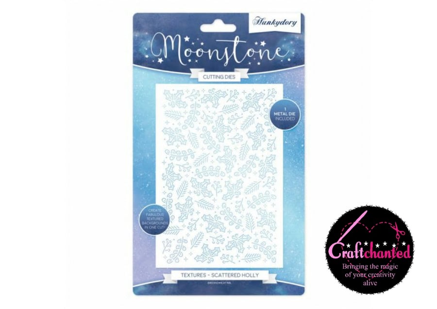 Hunkydory - Moonstone Cutting Dies The Joy Of Christmas Textures Scattered Holly