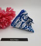 Pyramid keyring coin purse in blue fish fabric.  Free uk delivery.   - Image 2