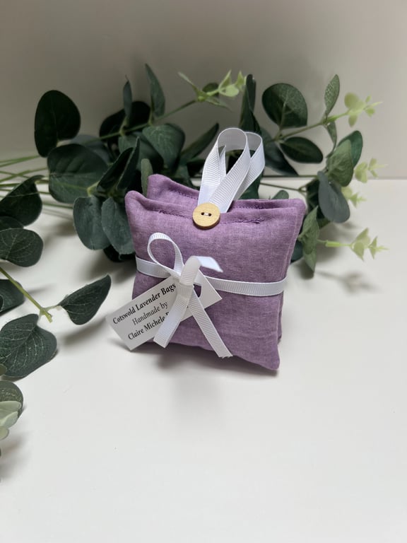 Lavender Sachets: Set of 2 in Lavender Solid Fabric Design, Handmade, Sleep