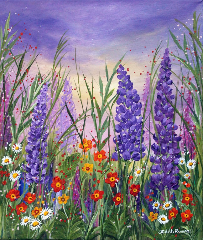 Original Painting - Lupin Garden 12x10"