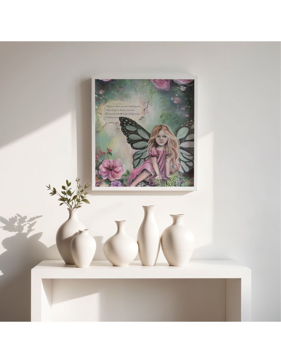 Little Fairy Girl – Original Mixed-Media Painting 