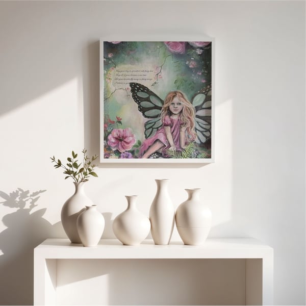 Little Fairy Girl – Original Mixed-Media Painting 