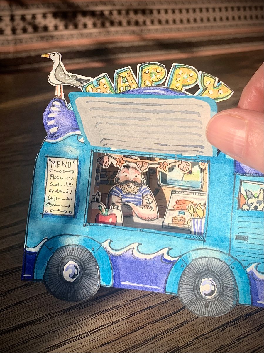 Fish n Chip Street Food Van - Personalised handmade 3D illustrated scene