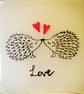 Fused Glass Hedgehog Love Coaster, Valentines day, Anniversary, - Image 1