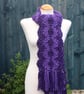 Crochet Stripey Scarf in Sparkly Purple and plain Purple - Image 5