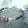 Violet Rose and Silver wire Bangle