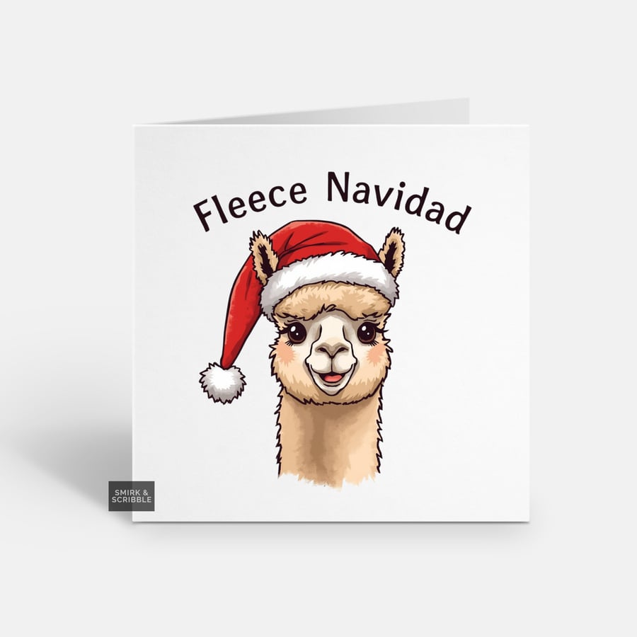 Unique Funny Christmas Card - Cute Xmas Greeting - Llama