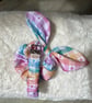 Pastel heart wristlet keychain and matching scrunchie bow