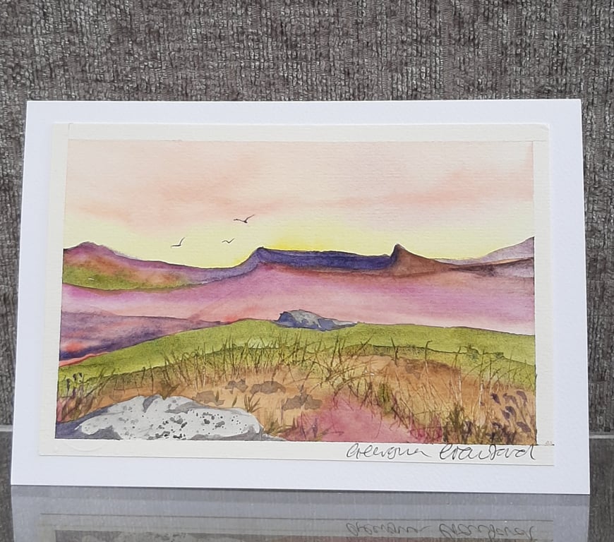 Moorland Eve. Blank Card. Original Watercolour Painting. 260139